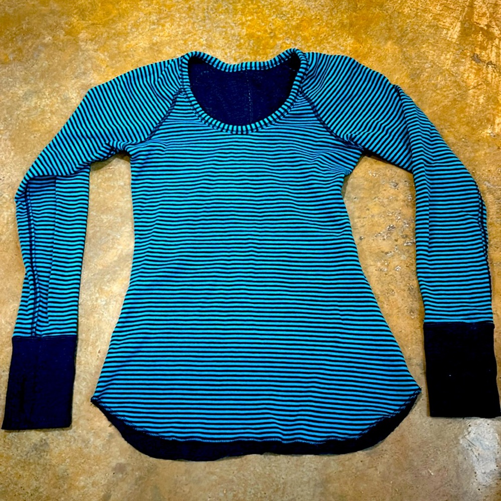 Lululemon Open Your Heart Long Sleeve Reversible Striped Tee
